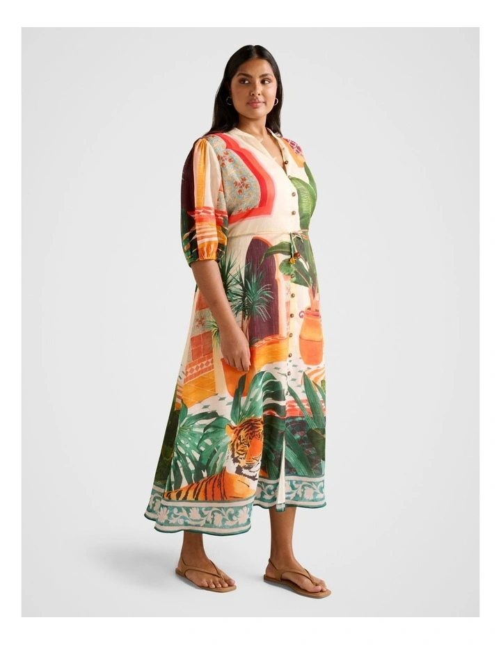 Arabella Printed Midi Dress in Multi image 3
