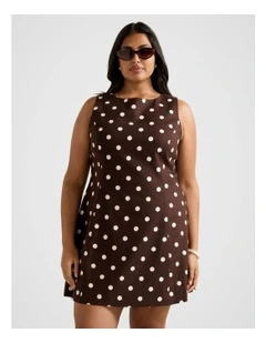 Kassie Boat Neck Mini Dress in Brown