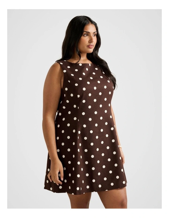 Kassie Boat Neck Mini Dress in Brown image 3