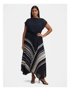Addie Pleated Skirt Midi Dress in Multi