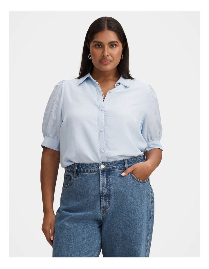 Finley Trim Detail Blouse in Blue image 1