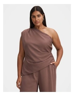 Willow Asymmetrical Tuck Top in Brown