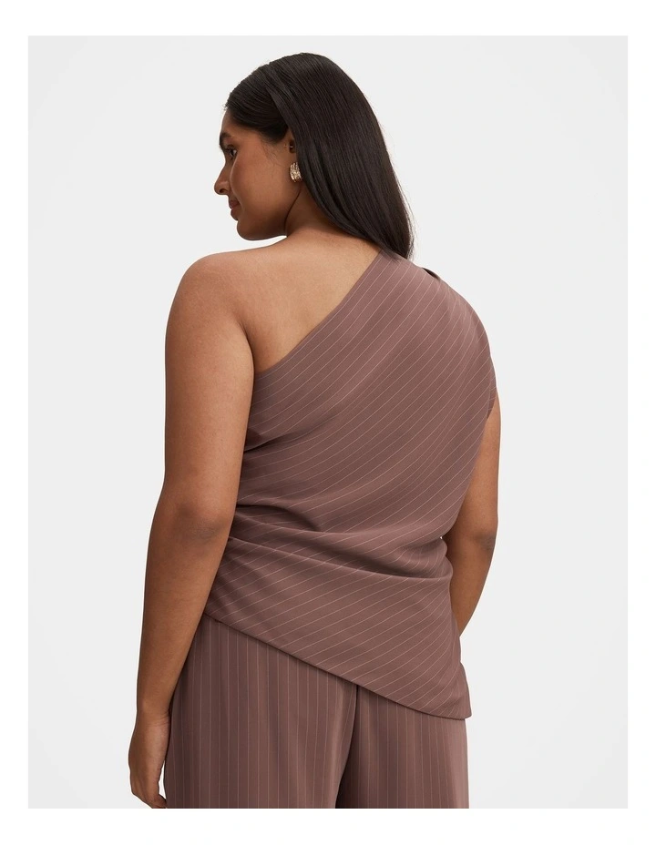 Willow Asymmetrical Tuck Top in Brown image 2