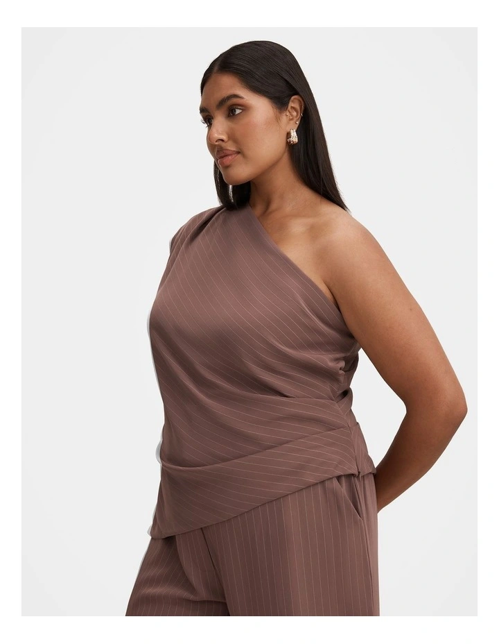 Willow Asymmetrical Tuck Top in Brown image 3