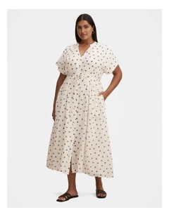 Jemma Shirt Midi Dress in Cream