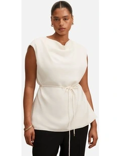 Marina Draped Tie Top in White
