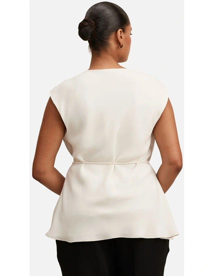 Marina Draped Tie Top in White image 2