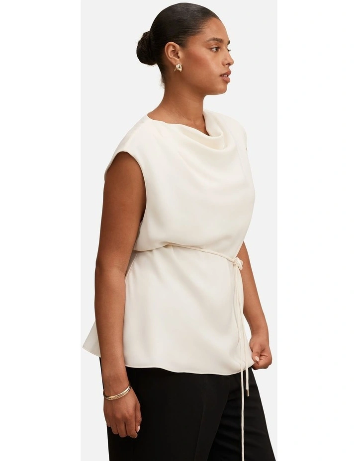 Marina Draped Tie Top in White image 3