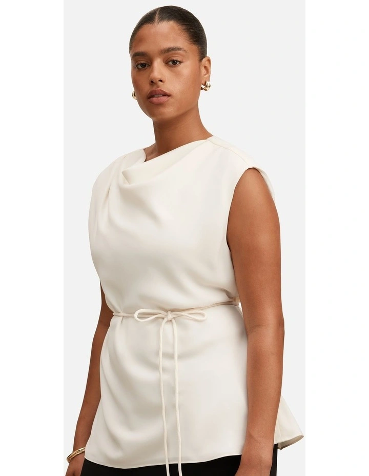 Marina Draped Tie Top in White image 4
