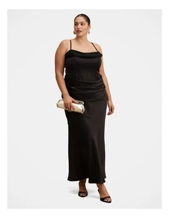 Claudia Strappy Corset Maxi Dress in Black
