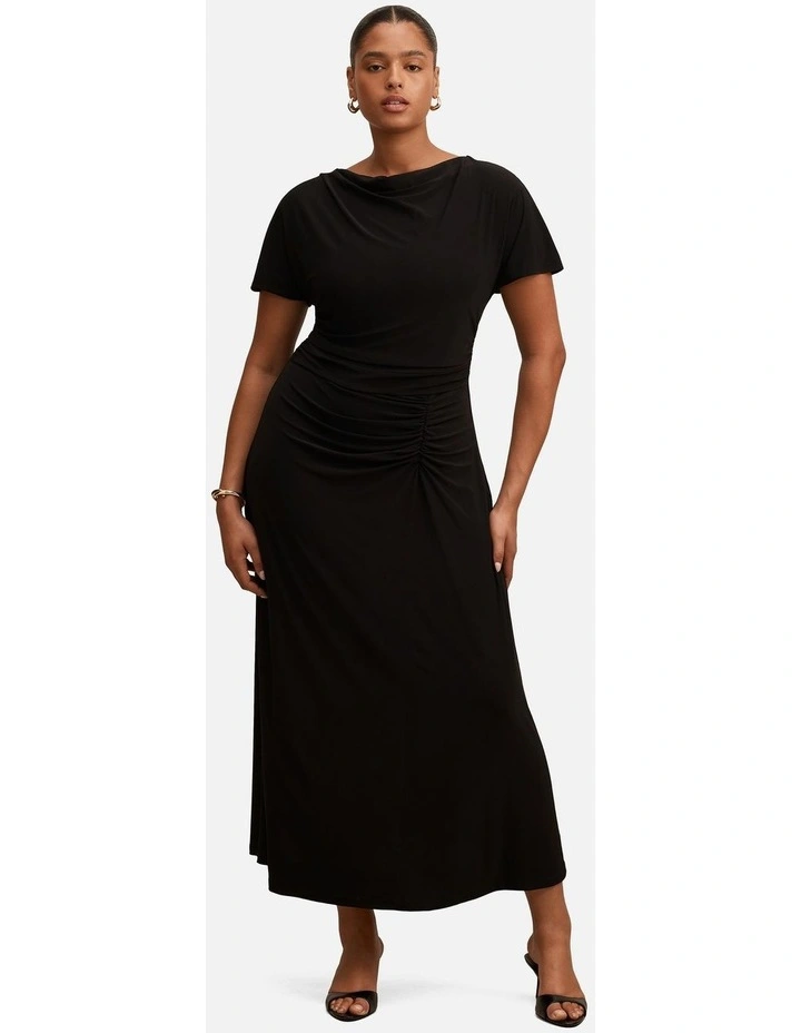 Tahnee High Neck Sleeves Maxi Dress in Black image 1