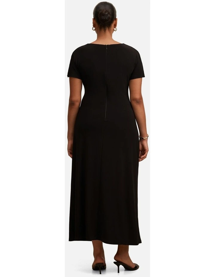 Tahnee High Neck Sleeves Maxi Dress in Black image 2