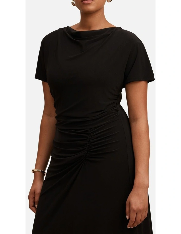 Tahnee High Neck Sleeves Maxi Dress in Black image 4