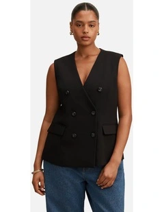 Myra Sleeveless Blazer in Black