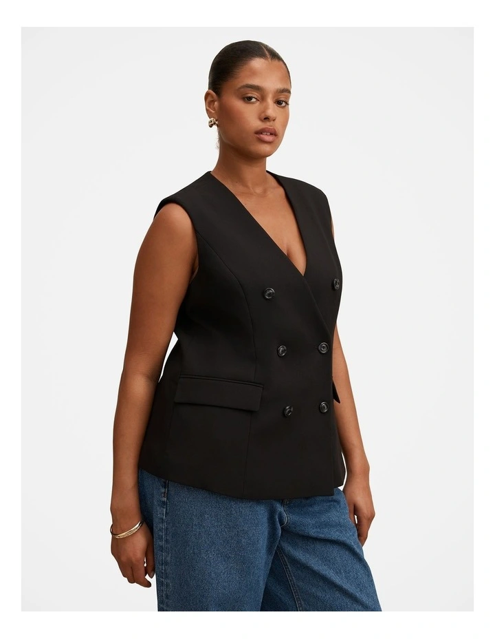 Myra Sleeveless Blazer in Black image 3