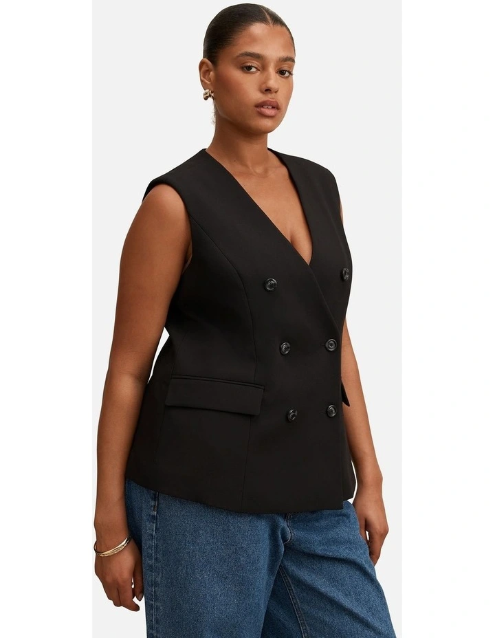Myra Sleeveless Blazer in Black image 3