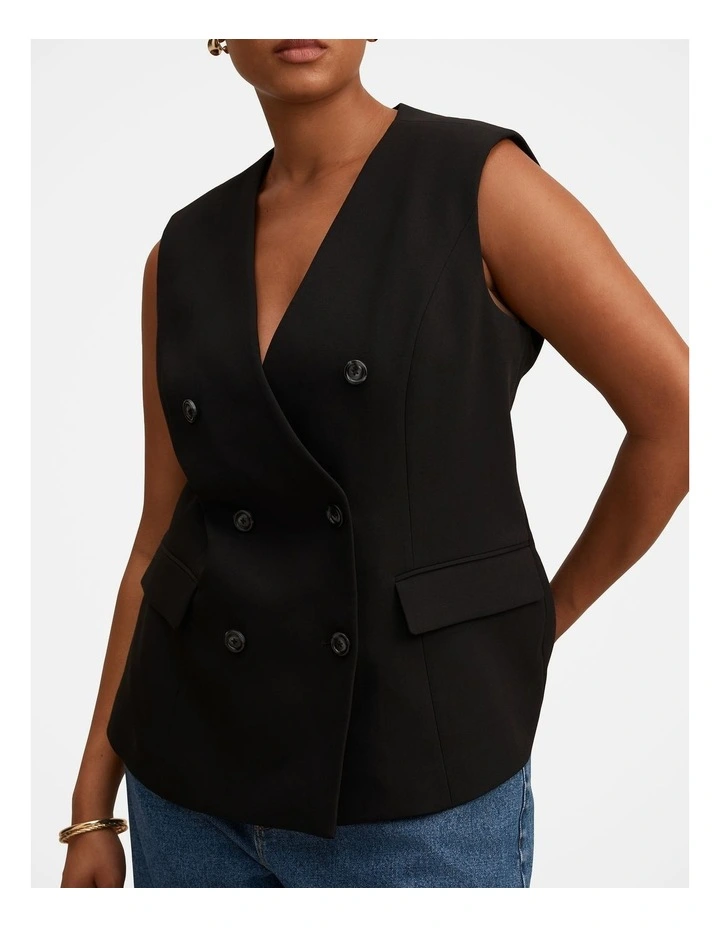 Myra Sleeveless Blazer in Black image 4