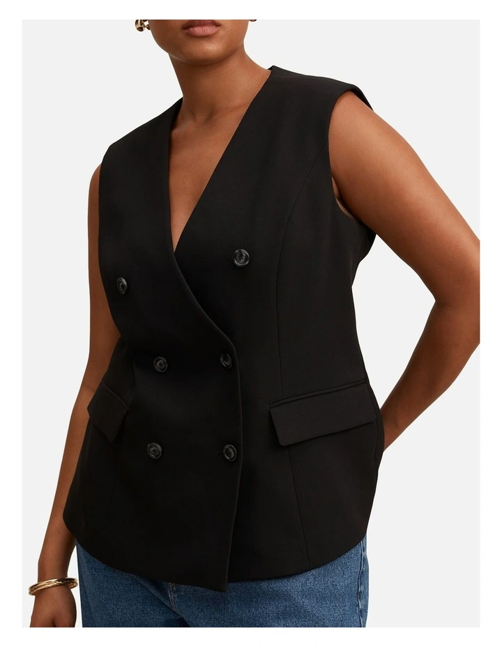 Myra Sleeveless Blazer in Black image 4