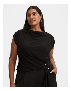 Jazelle Hardware Drape Top in Black