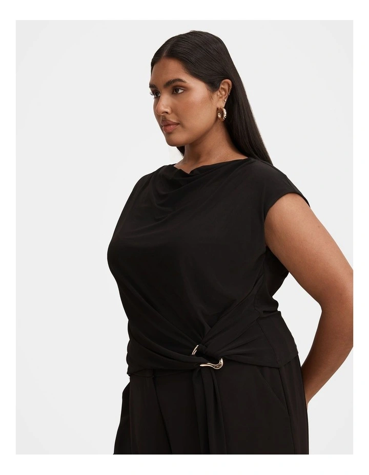 Jazelle Hardware Drape Top in Black image 3