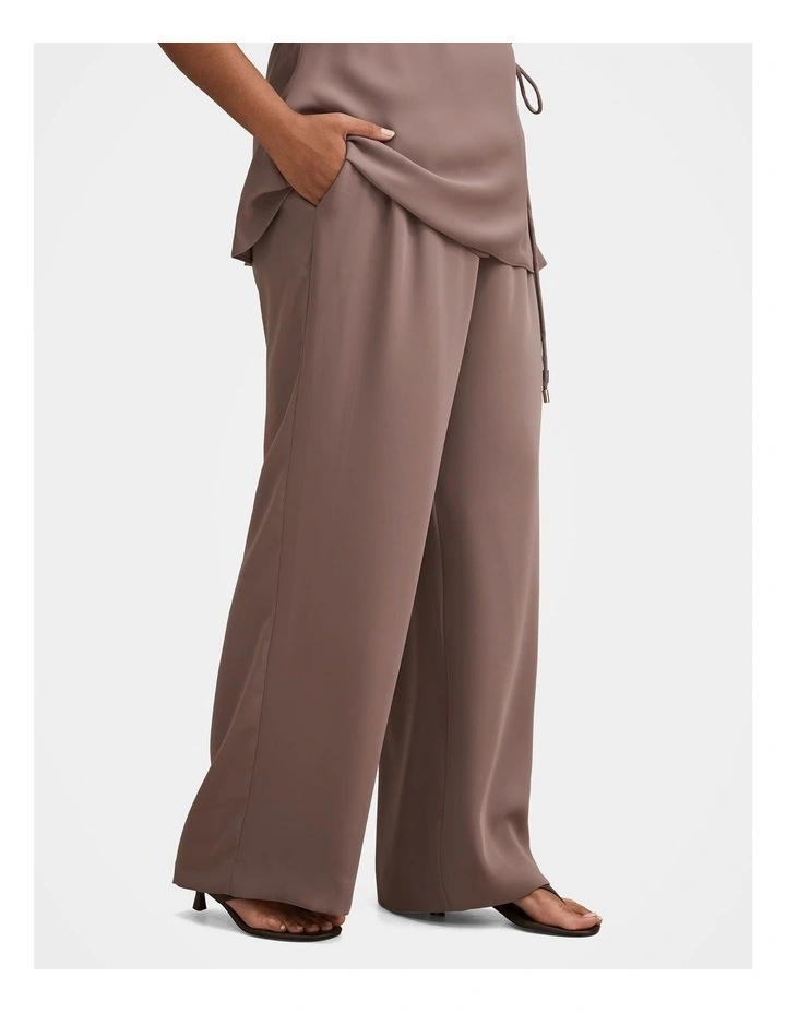 Nya Elastic Wide Leg Pants in Brown image 3