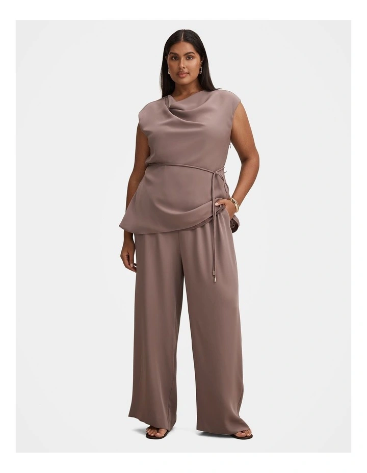 Nya Elastic Wide Leg Pants in Brown image 5