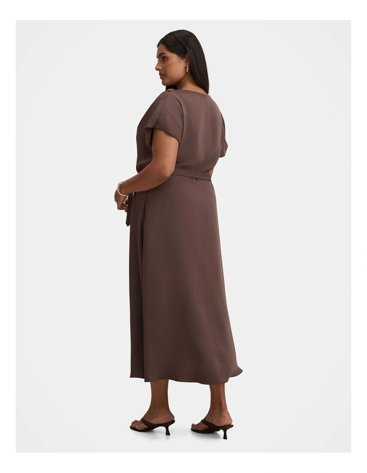 Kylee Button Neck Dress in Chocolate image 2