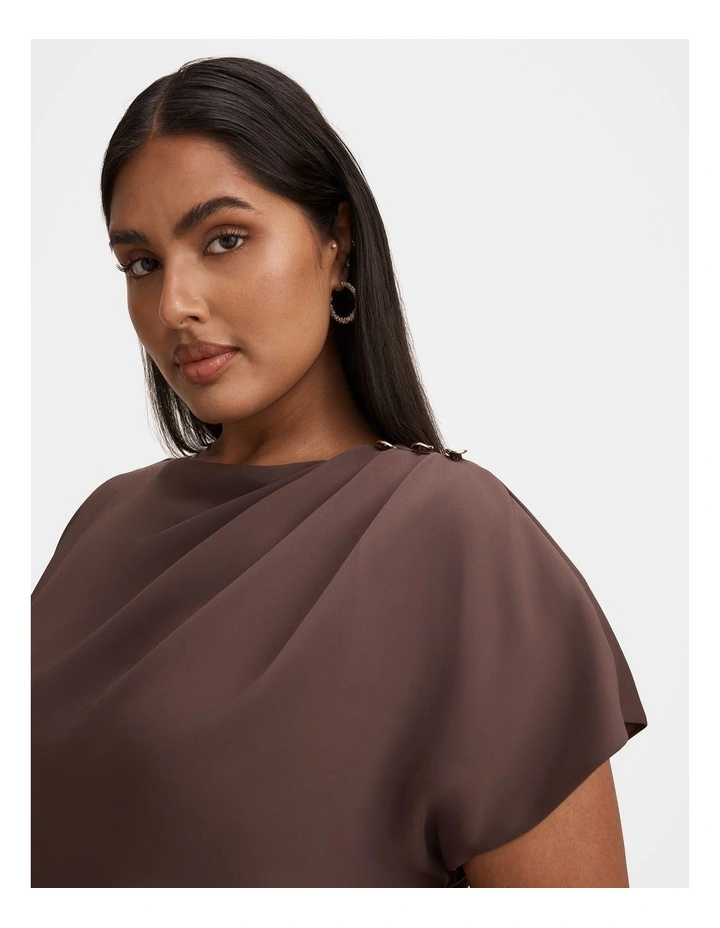 Kylee Button Neck Dress in Chocolate image 4