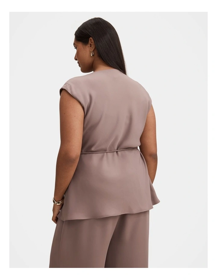 Marina Draped Tie Top in Brown image 2