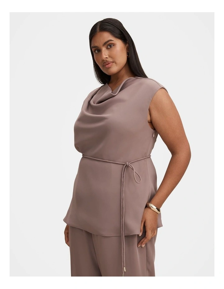 Marina Draped Tie Top in Brown image 3