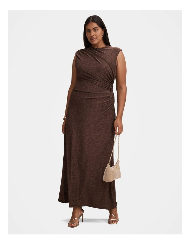 Kristy Metallic Maxi Dress in Brown image 1
