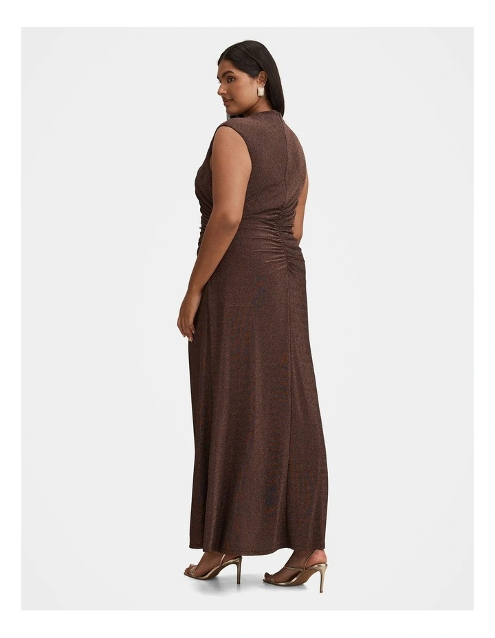 Kristy Metallic Maxi Dress in Brown image 2