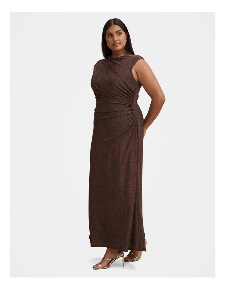 Kristy Metallic Maxi Dress in Brown image 3