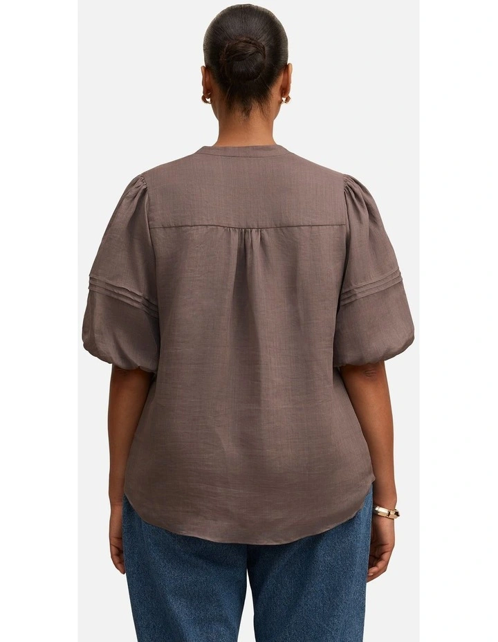 Mariella Pintuck Blouse in Brown image 2