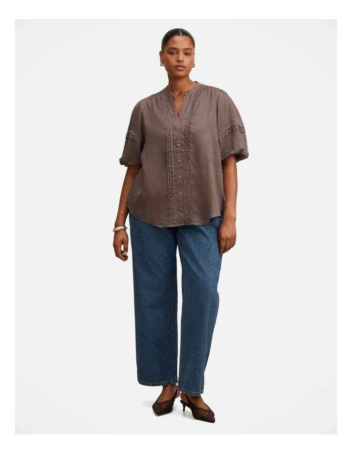 Mariella Pintuck Blouse in Brown image 5