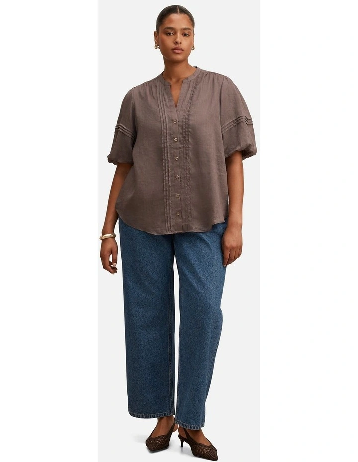 Mariella Pintuck Blouse in Brown image 5