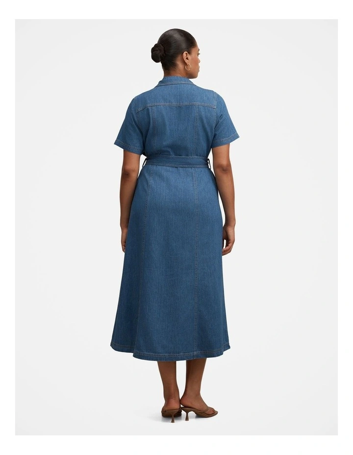 Josephine Short Sleeves Denim Dress in Blue image 2