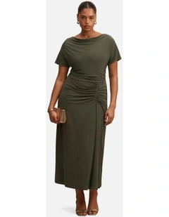 Tahnee Grown On Sleeves Maxi Dress in Green