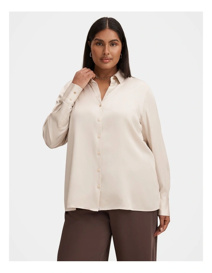 Coco Satin Shirt in Cream image 1