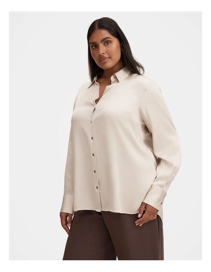 Coco Satin Shirt in Cream image 3