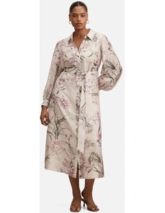 Hazel Shirt Midi Dress in Multi