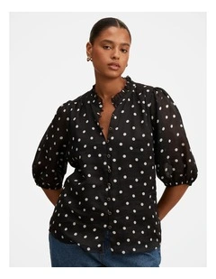 Helena Spot Blouse in Black