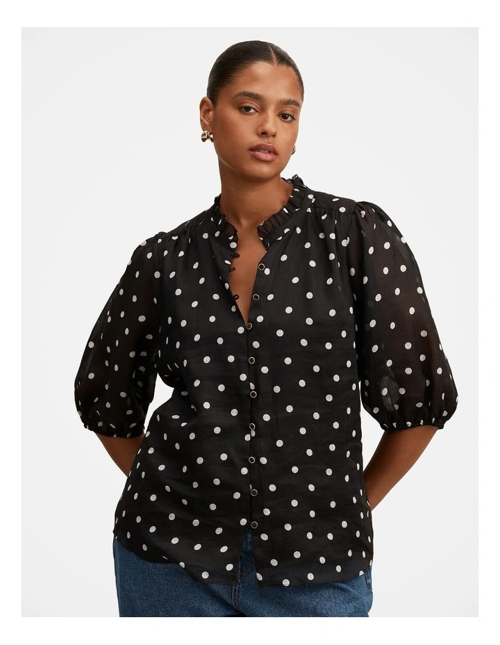 Helena Spot Blouse in Black image 1