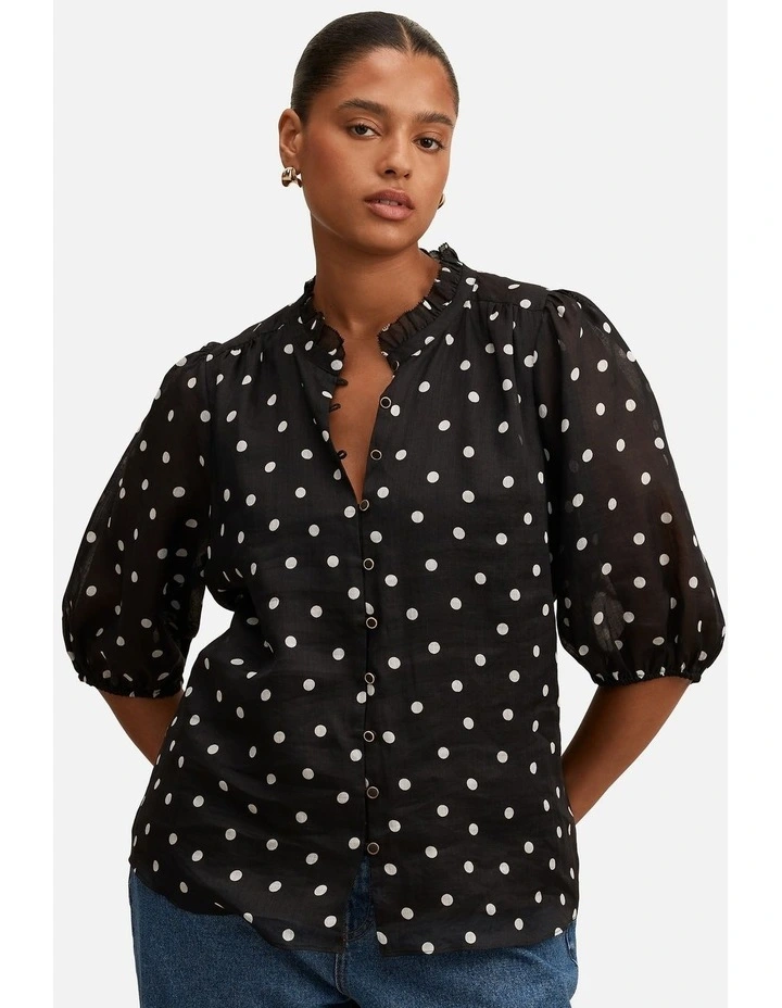 Helena Spot Blouse in Black image 1