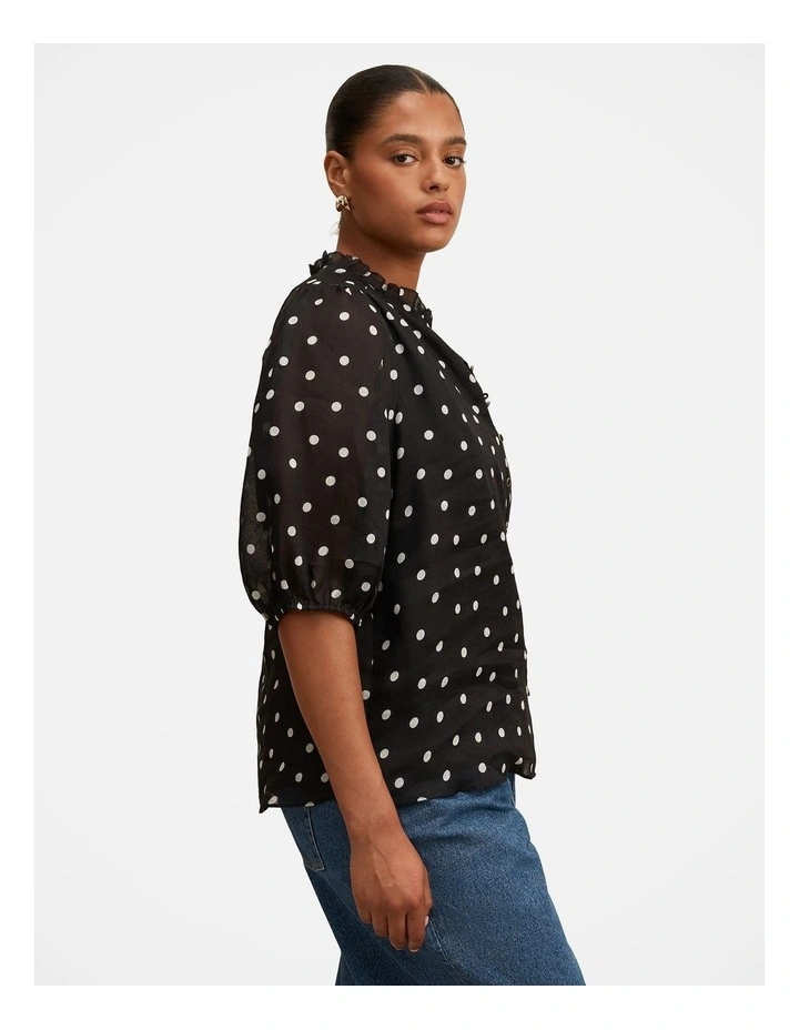 Helena Spot Blouse in Black image 3