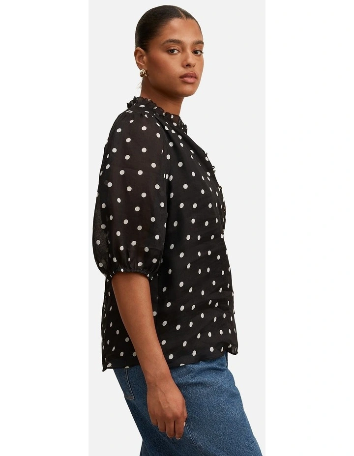 Helena Spot Blouse in Black image 3