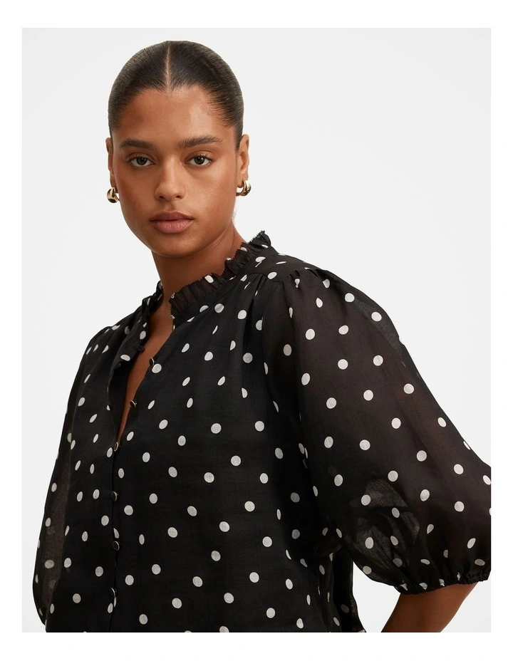 Helena Spot Blouse in Black image 4