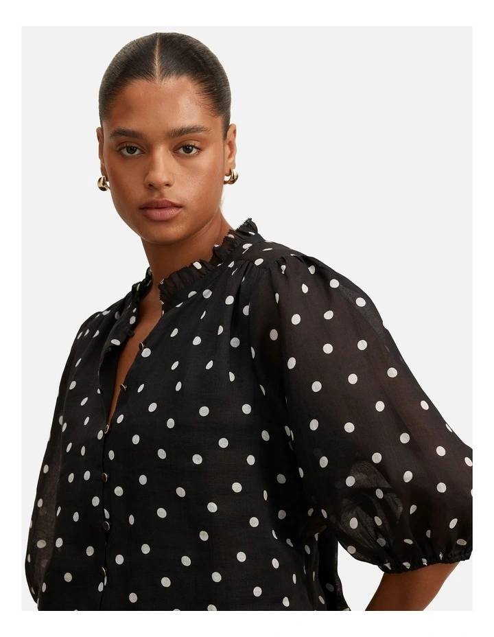 Helena Spot Blouse in Black image 4