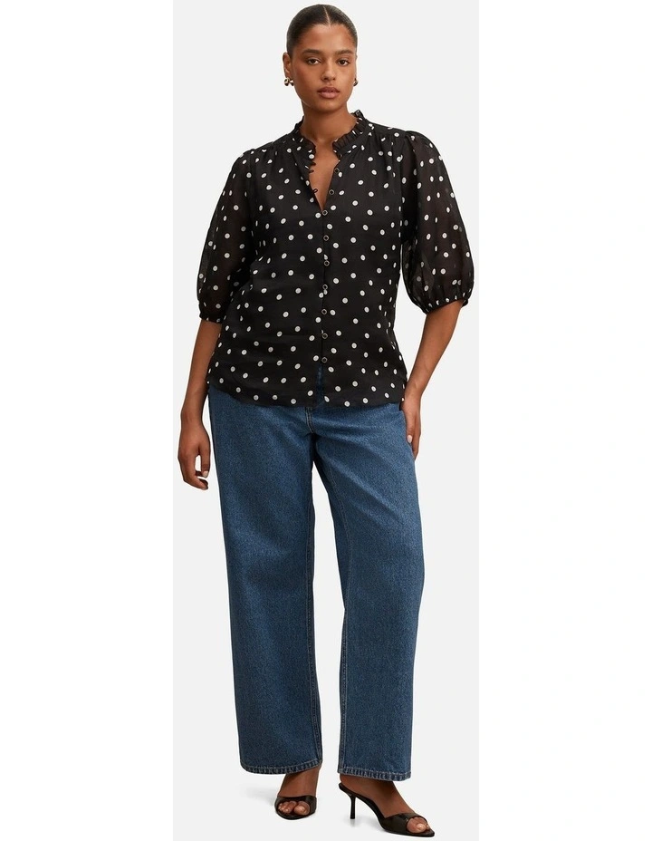 Helena Spot Blouse in Black image 5