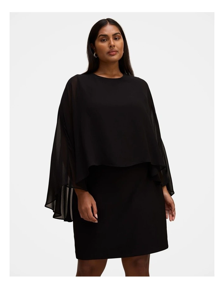 Irena Sheer Cape Mini Dress in Black image 1
